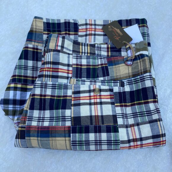 Siegfried Vintage Men's 11" Shorts NWT Madras Plaid Cargo Golf, Preppy, sz 38 - Picture 9 of 14